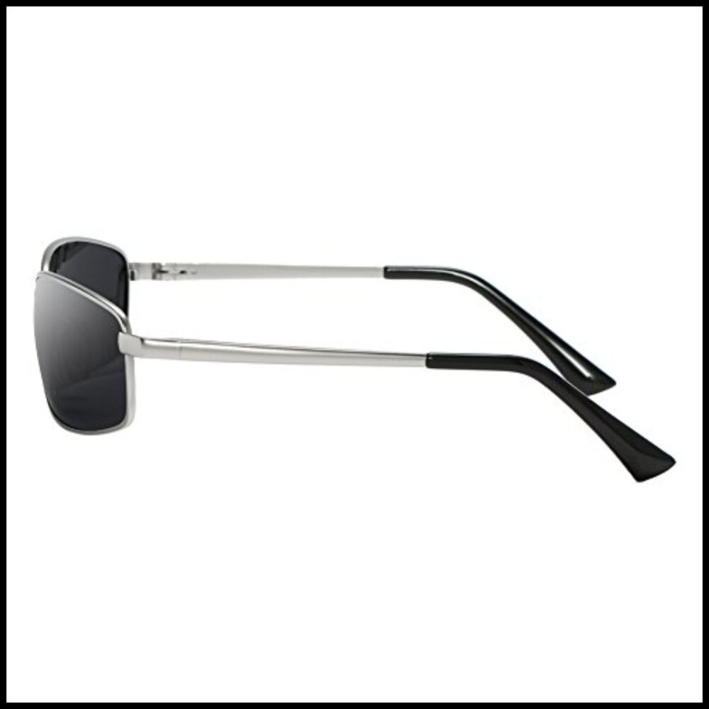 Wrap Polarized Sunglasses Rectangular Metal Frame… - image 4